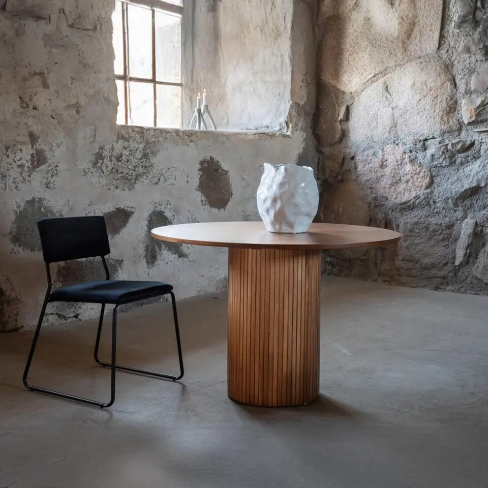 Eettafel Rond Bruin 110cm - Fineer - Scandinavisch