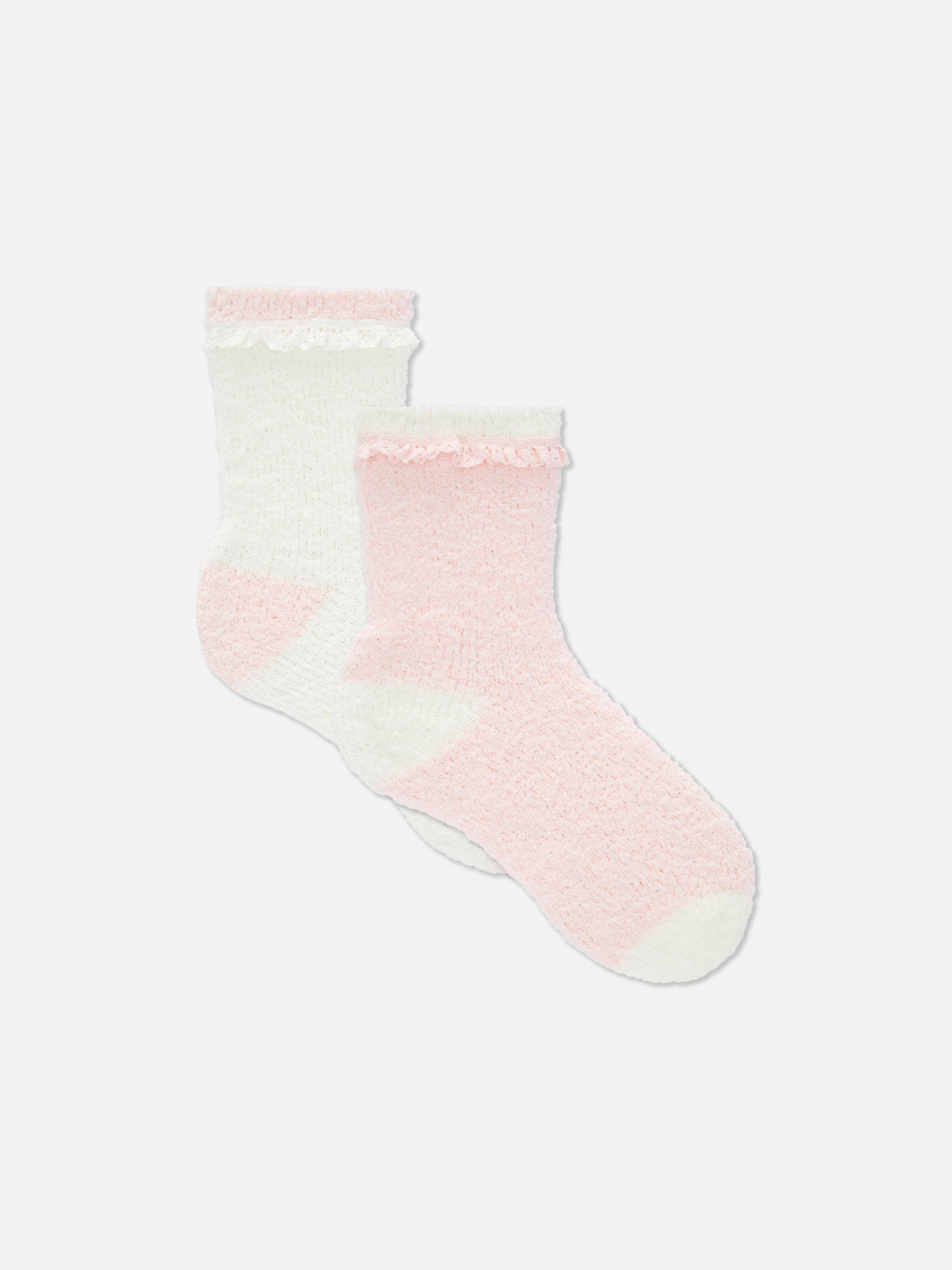 2pk Cozy Frill Slipper Socks