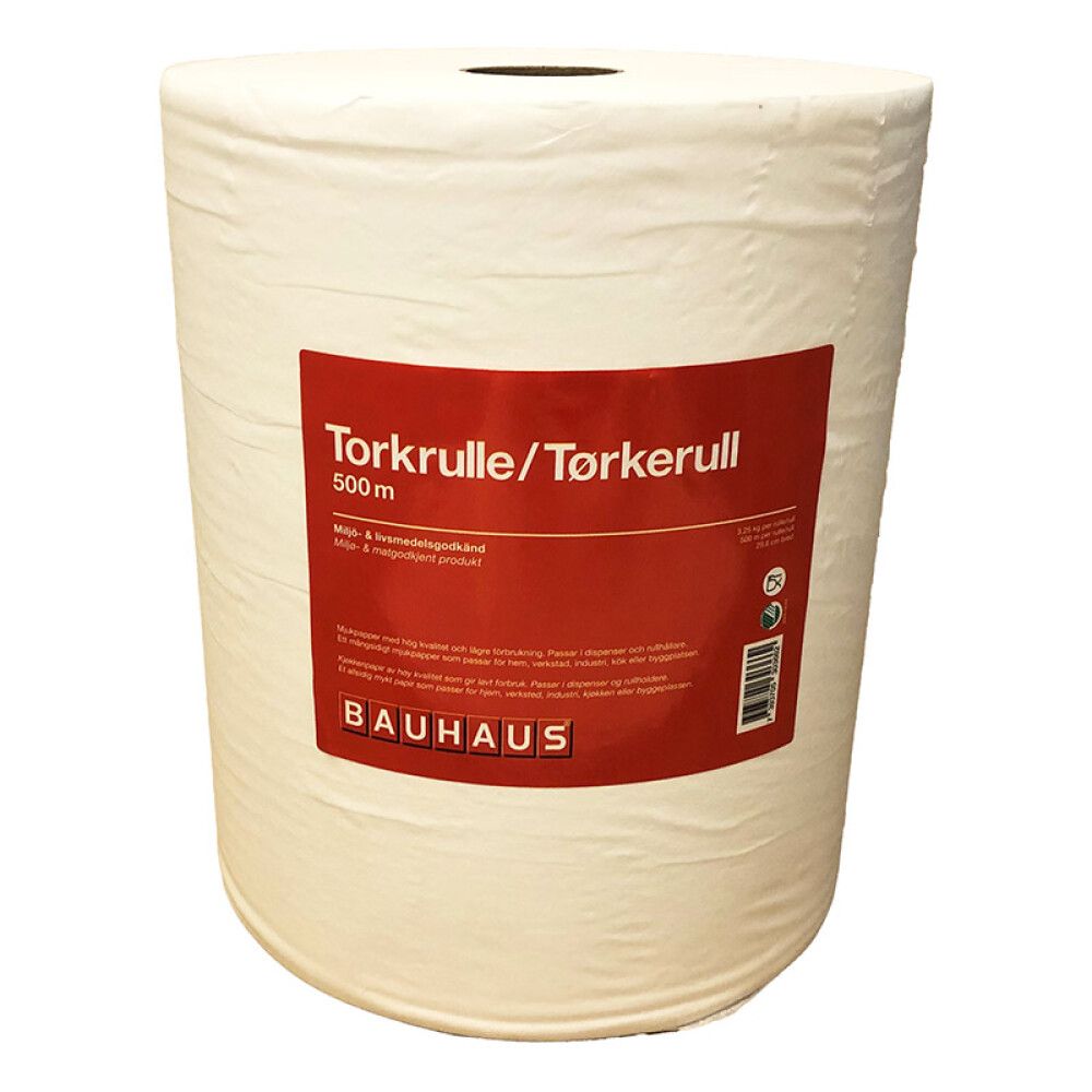 TØRKERULL BAUHAUS NYFIBER HVIT 500M/RULL
