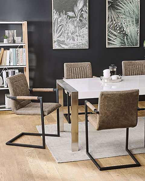 Lot de 2 chaises de conférence BRANDOL Cuir PU Marron
