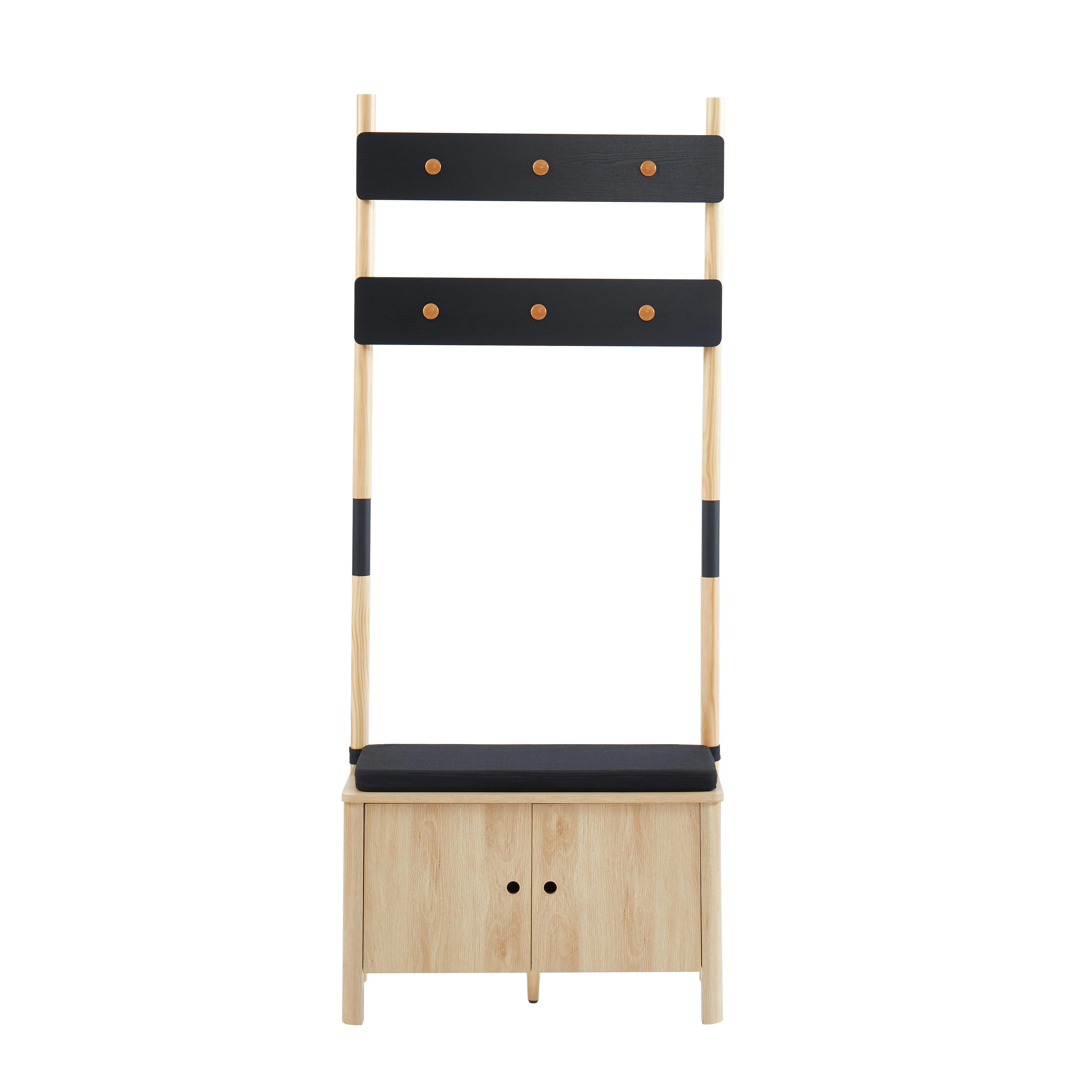 JAPENDI - Vestiaire d'entrée   effet chêne et gris h185cm bois et gris