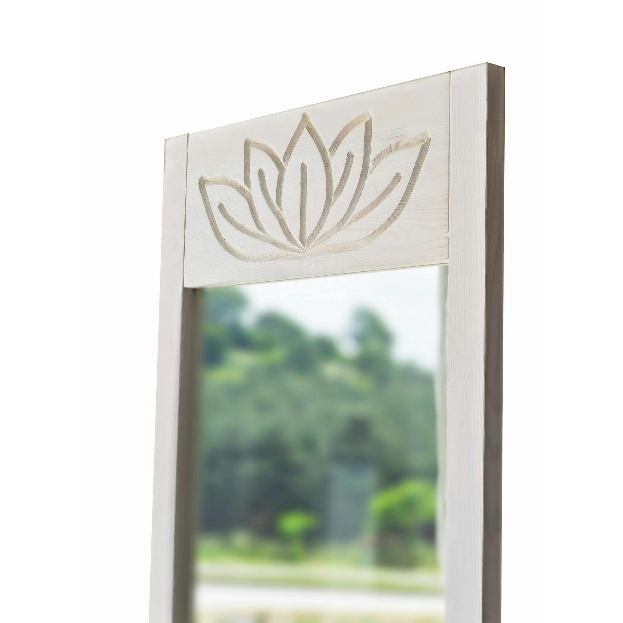 Miroir vertical blanc - motif lotus, 155 cm HILO