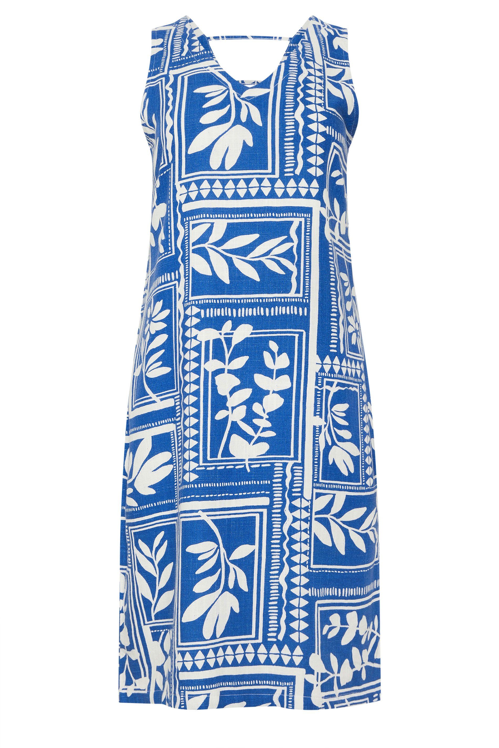 M&Co Printed V-Neck Linen Shift Dress
