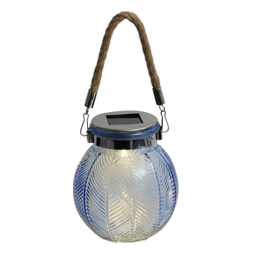 Lampe solaire à poser ou suspendre en verre et jute Ø11xH12,5cm (2 modèles)