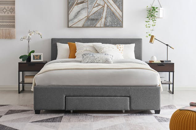 NNEKGE Bed Frame - Venice 3 Drawer Collection (Charcoal)