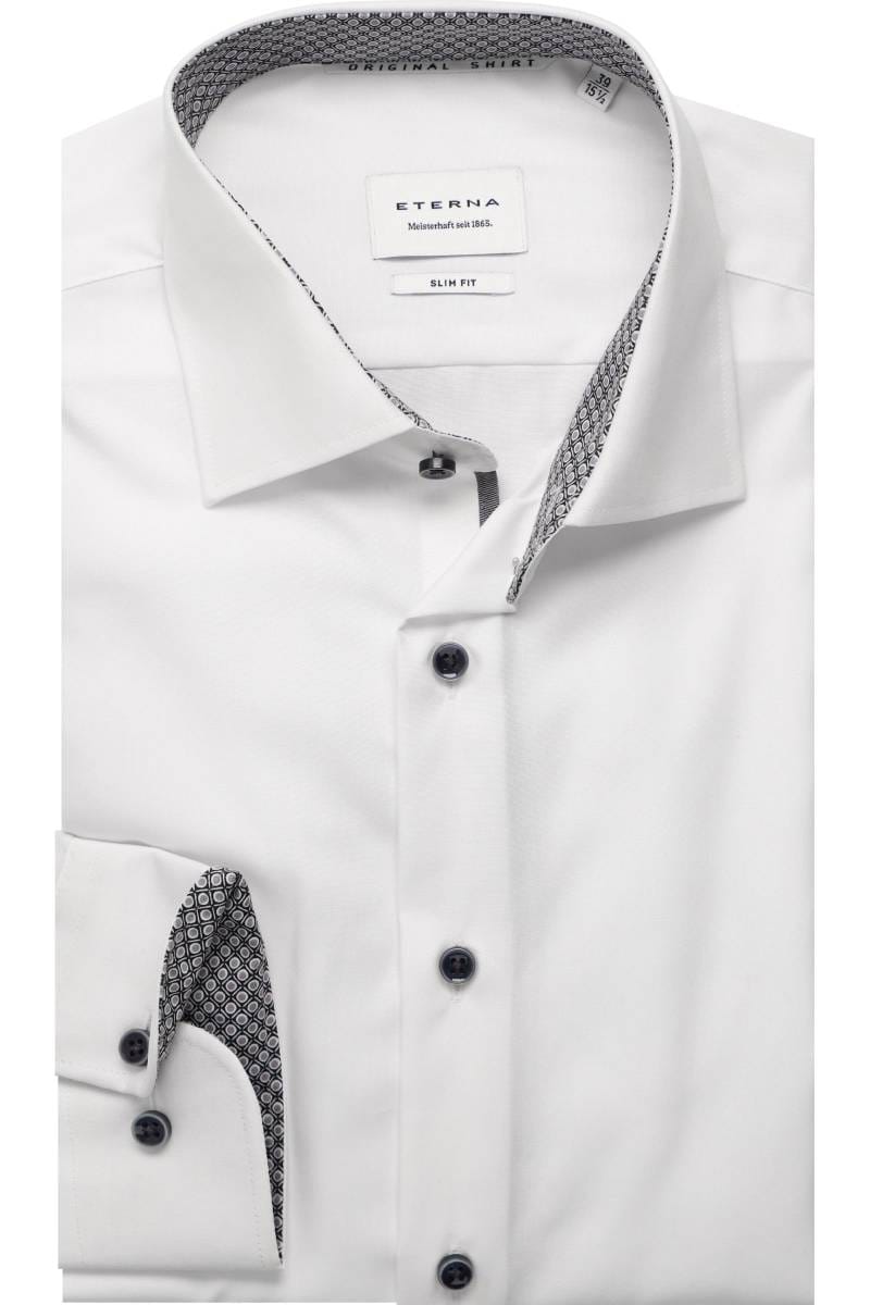 ETERNA Slim Fit Hemd weiss, Einfarbig