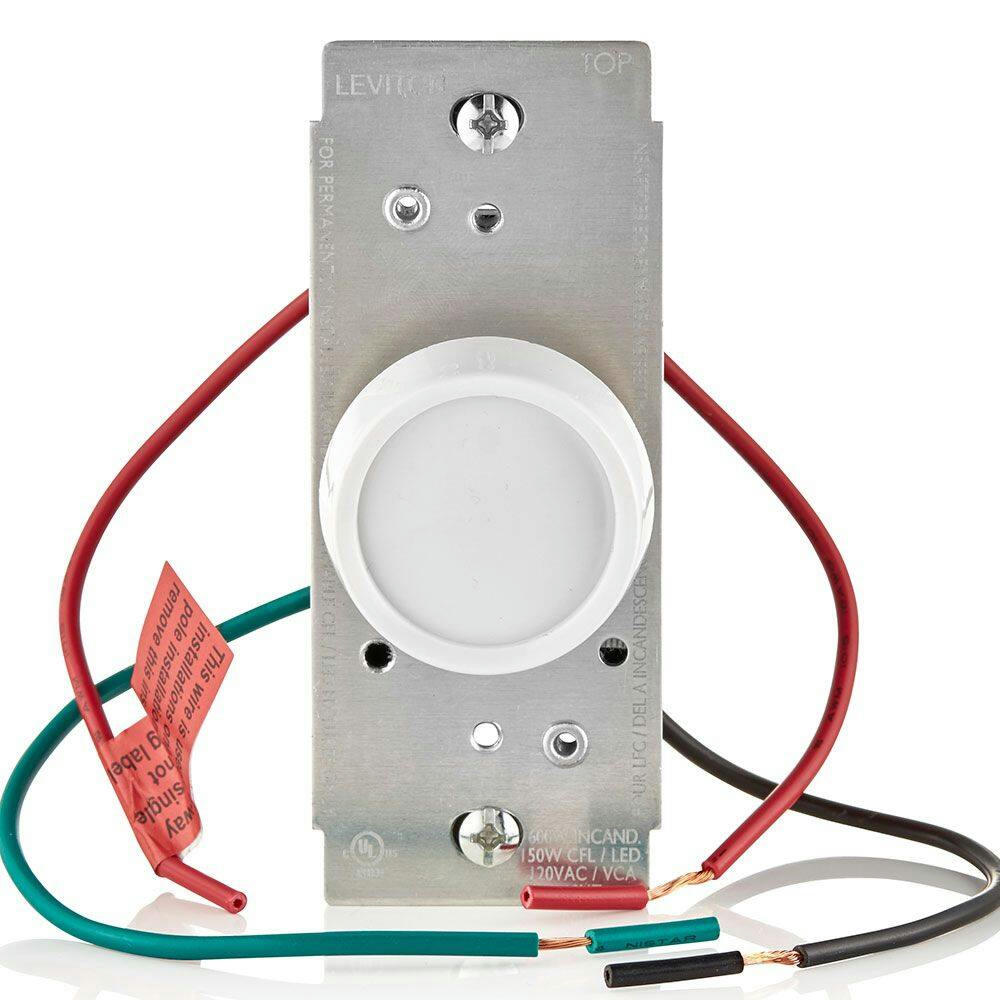Leviton RDL06-742 Rotary Universal Dimmer Push ON/Push OFF, White