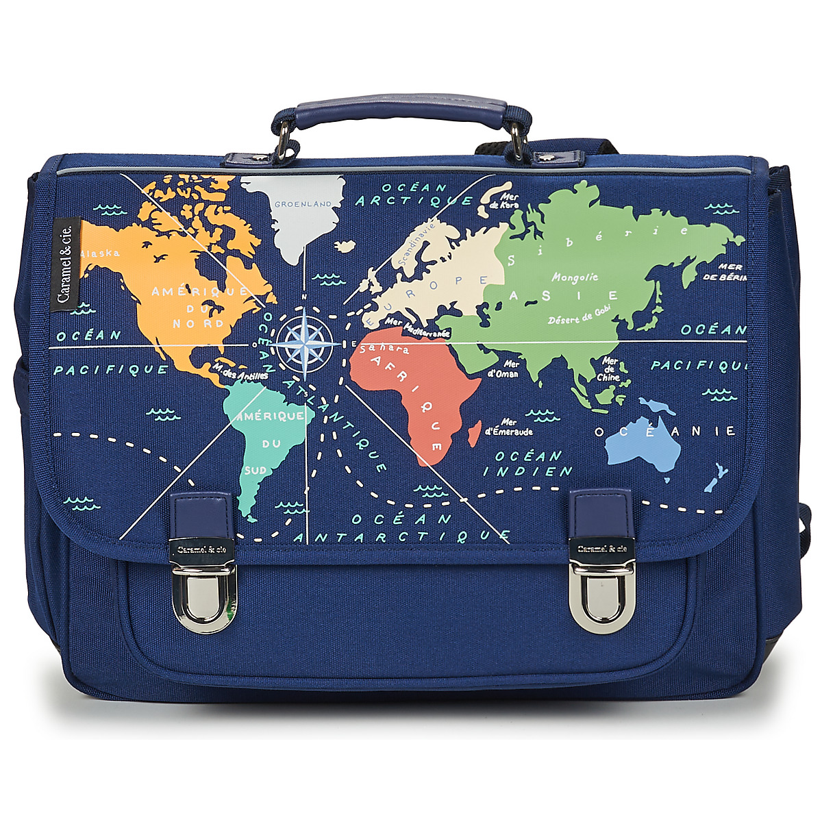 CARAMEL & CIE - CARTABLE 38 CM MAPPEMONDE - Marine