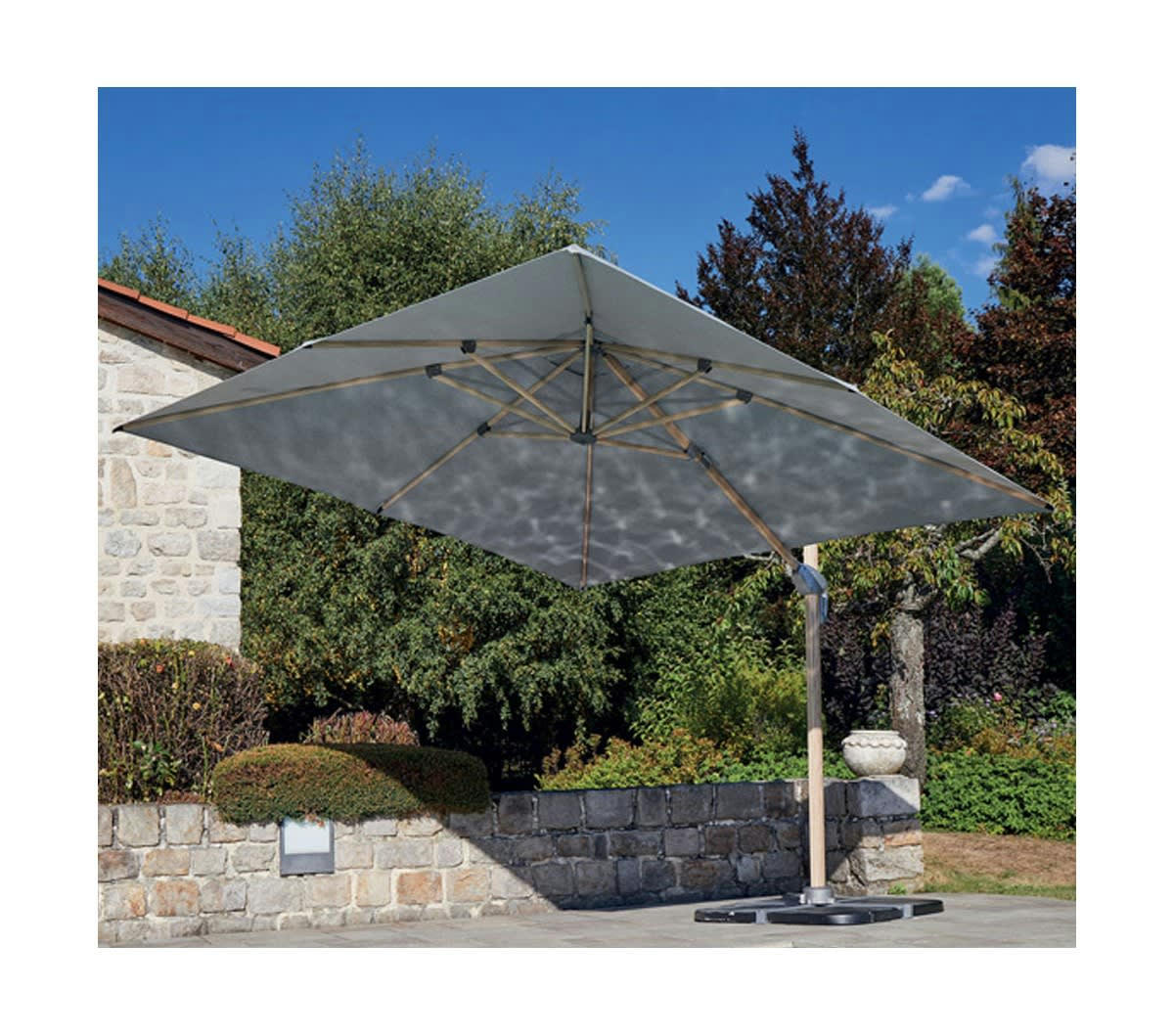 EMERAUDE - Parasol déporté 3x3m - en aluminiumgris perle