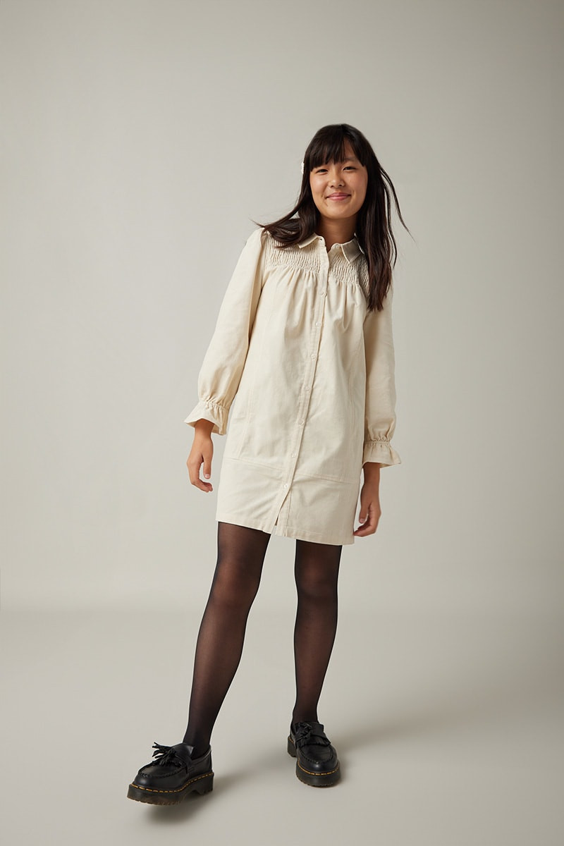 Hello Franki Button Cord Long Sleeve Shirt Dress for girls