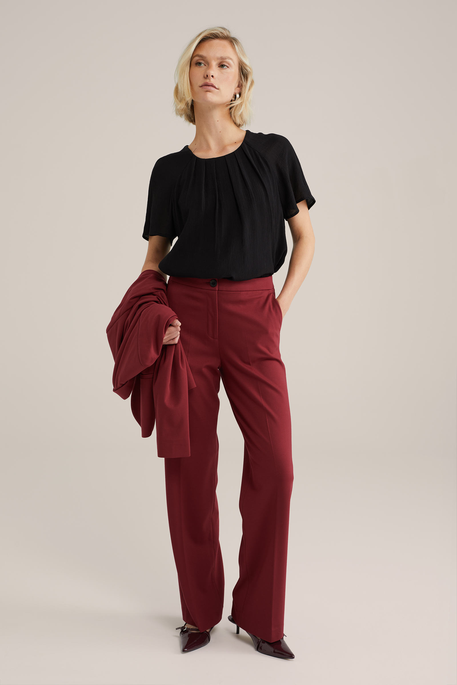 Dames blouse met plooidetail