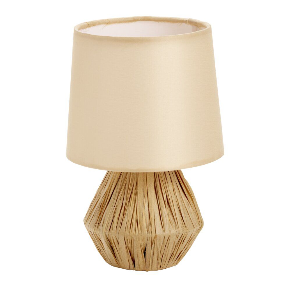 Lampe à poser base raphia avec abat jour beige Ø14xH22cm