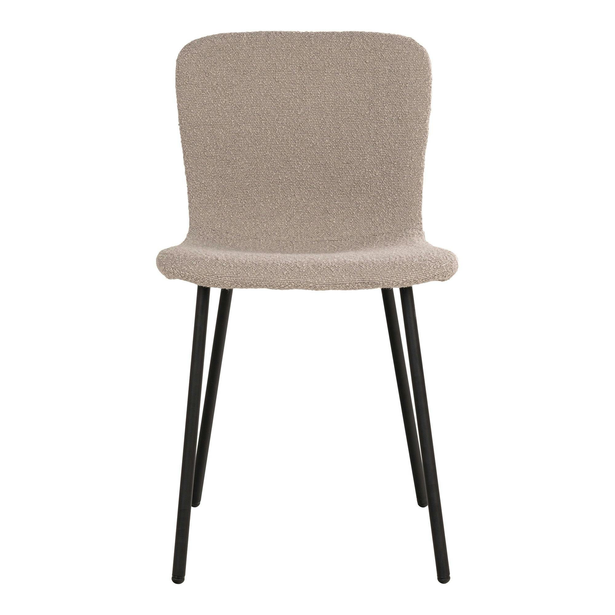 Chaise bouclette beige pieds métal noir (lot de 2) LOTA