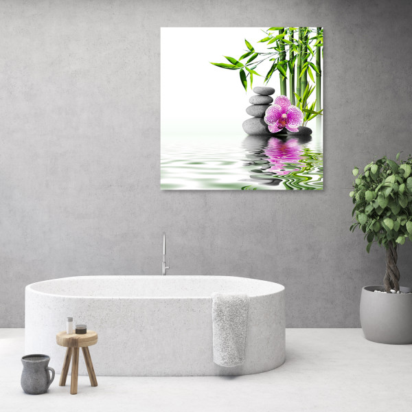 Feeby Obraz na płótnie, Orchidea Zen Kamienie 30x30