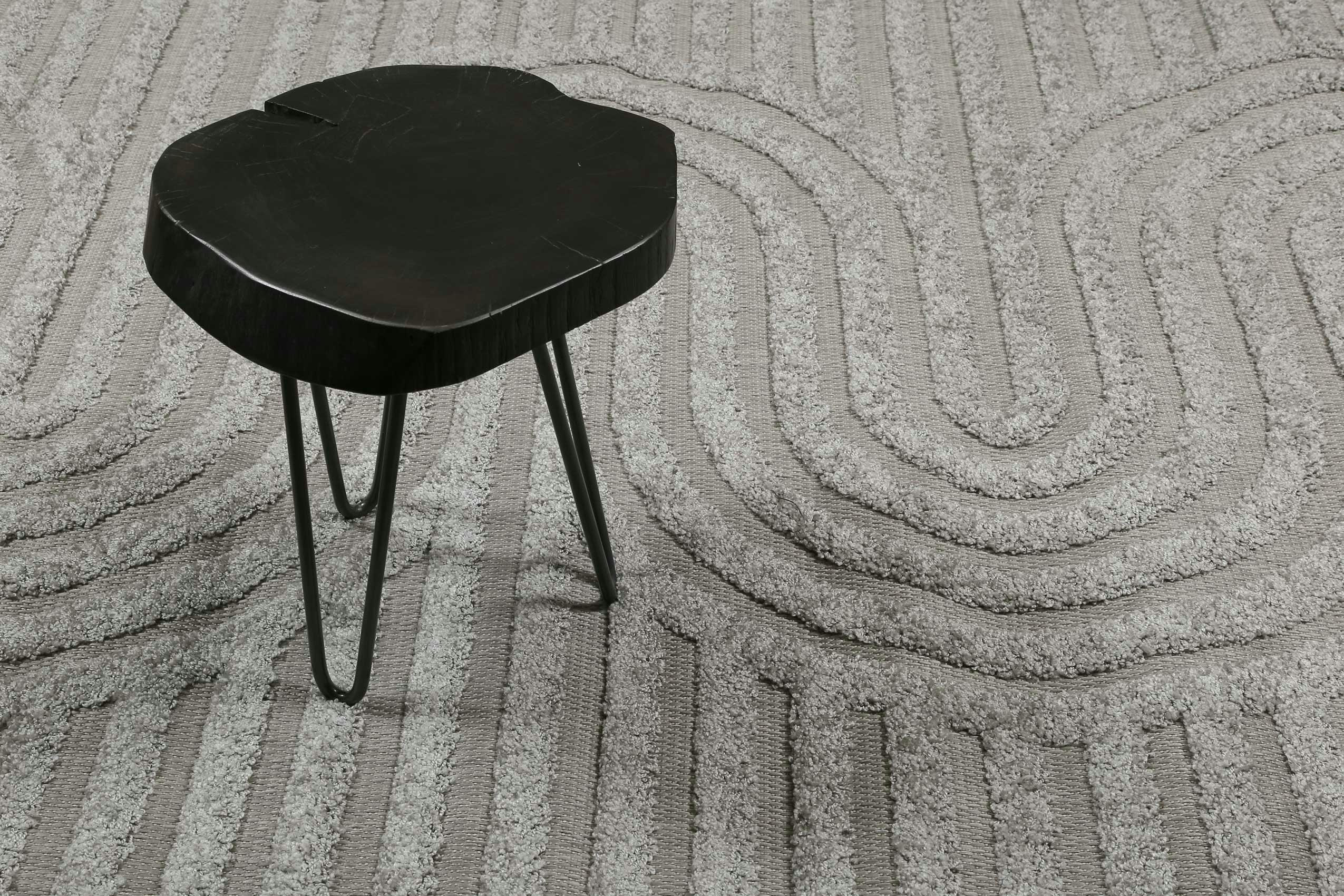 MILES - Tapis intérieur/extérieur à relief motif design gris 160x225