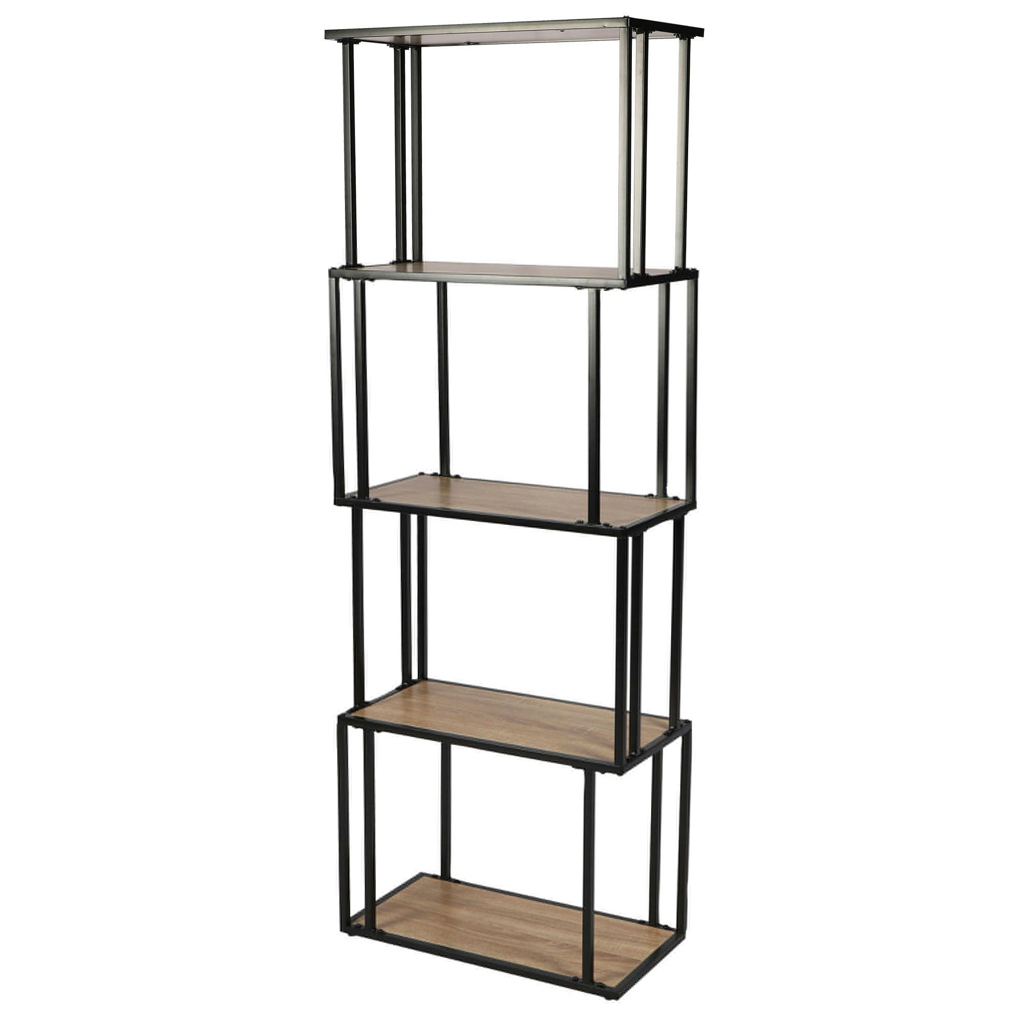 COLORADO - Étagère bibliothèque bois et métal noir déstructurée 60x30x170cm