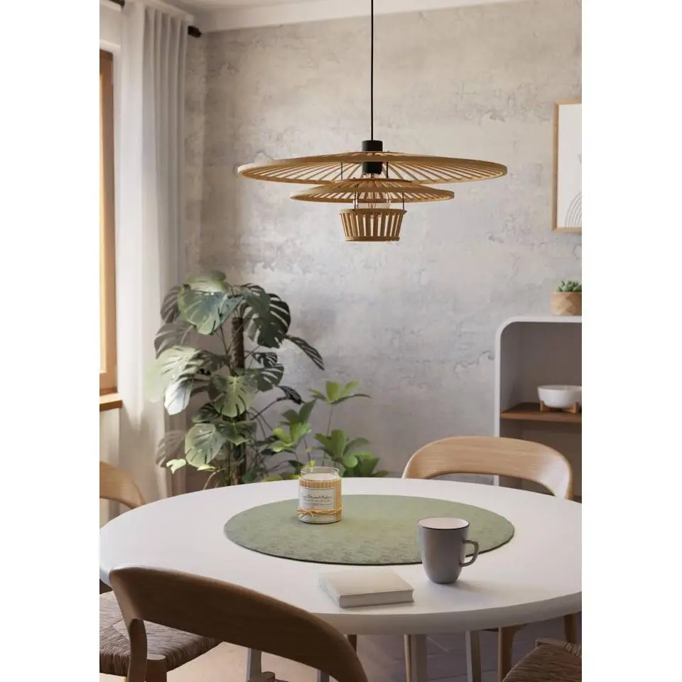 EGLO Lydney Hanglamp - E27 - &Oslash; 57 cm - Zwart/Bruin