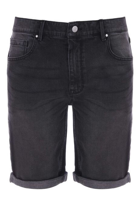 Mens Black Five Pocket Denim Shorts