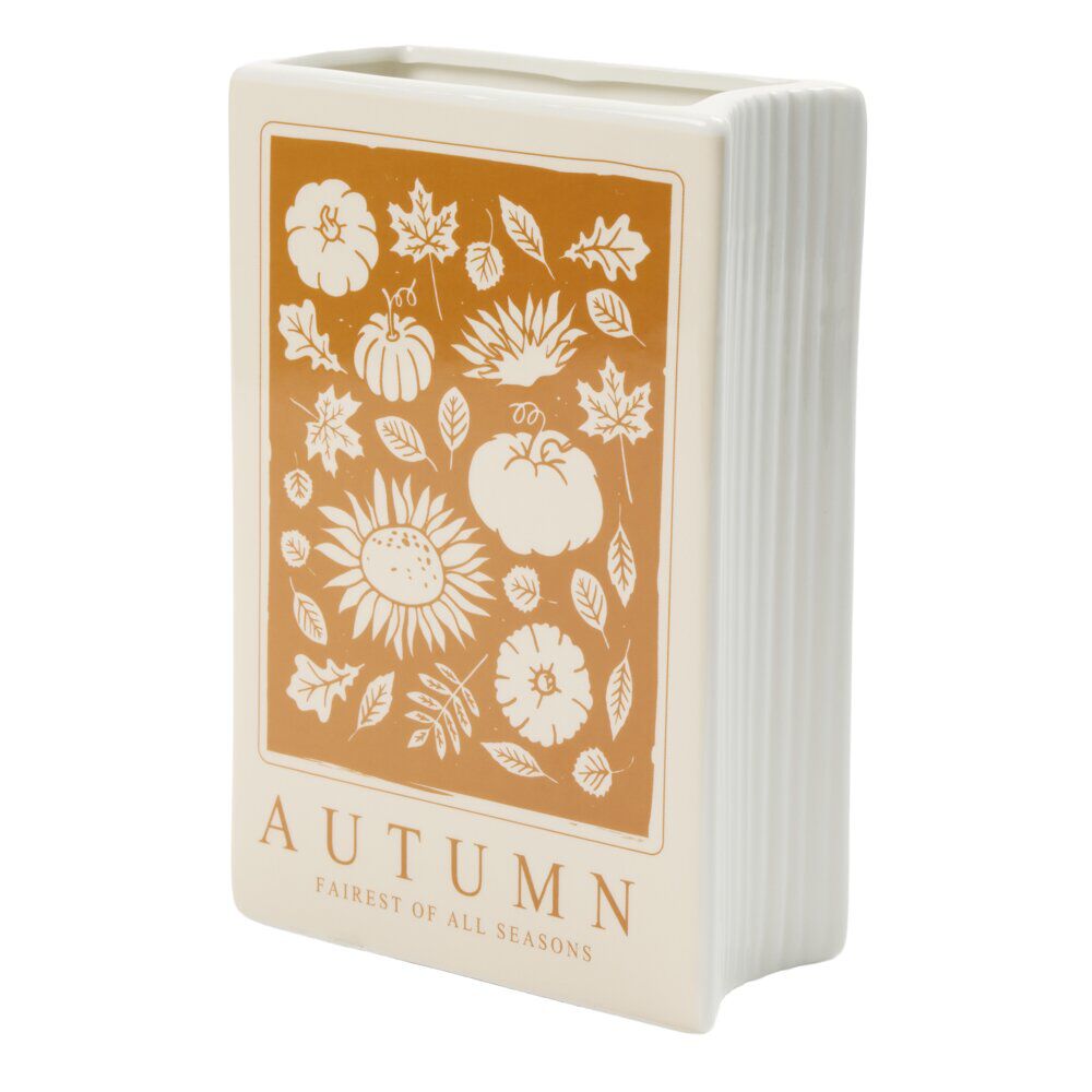 Vase rectangulaire automne en céramique 13,5x6,5xH20cm (2 modèles)