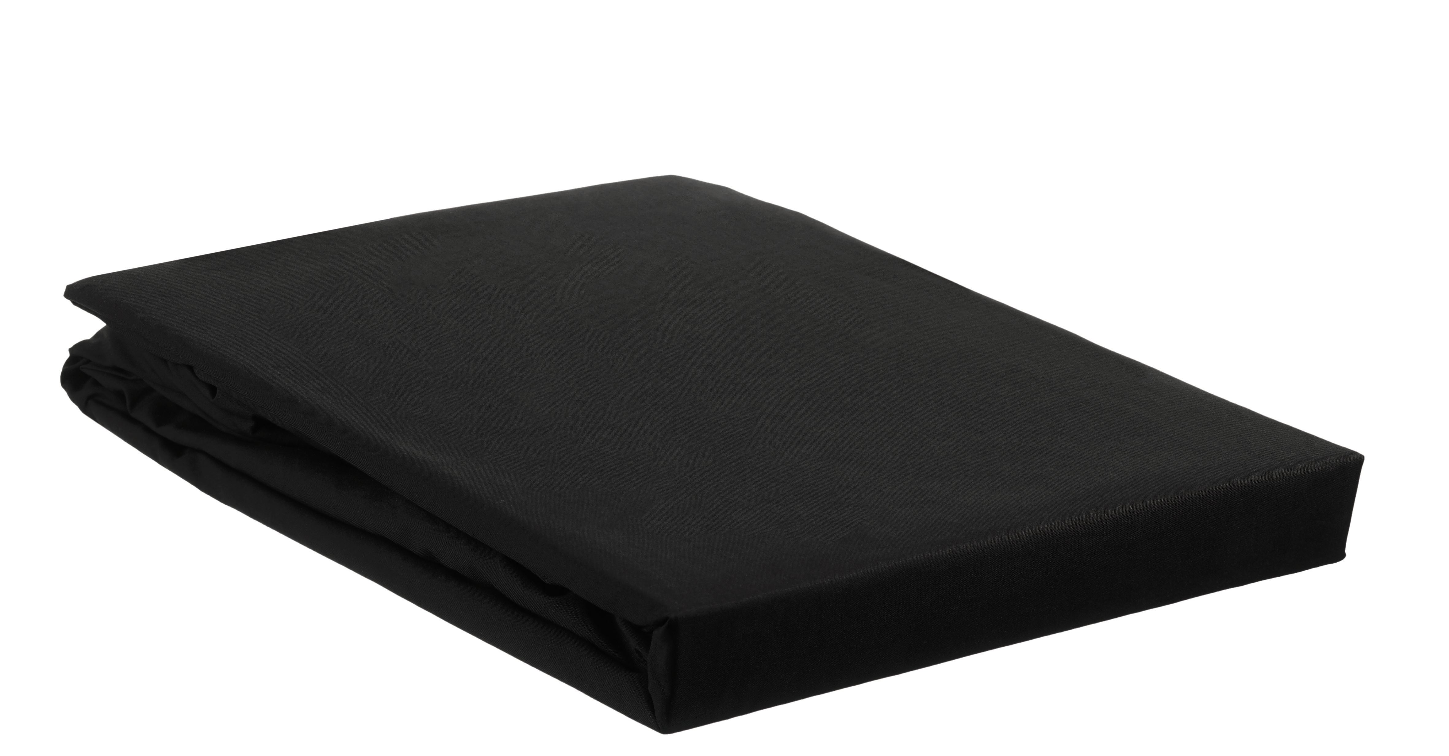 Ambiante topper hoeslaken Cotton Uni TD - 180x200 cm - zwart