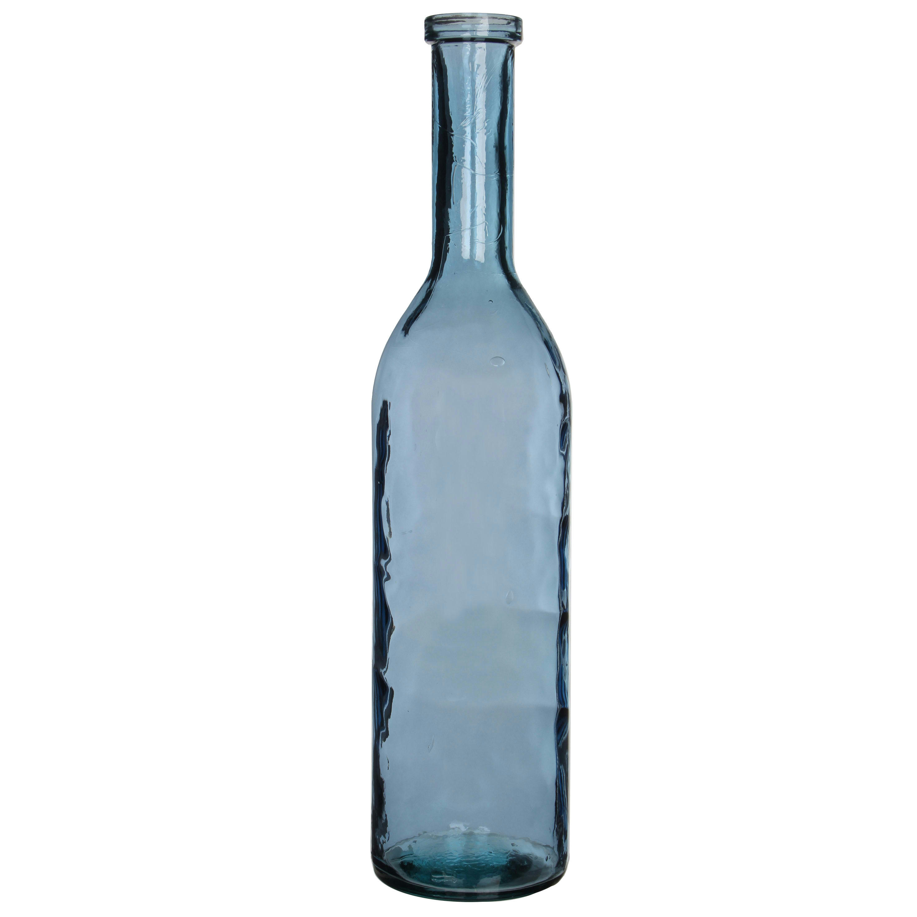 RIOJA - Vase bouteille en verre recyclé bleu H100
