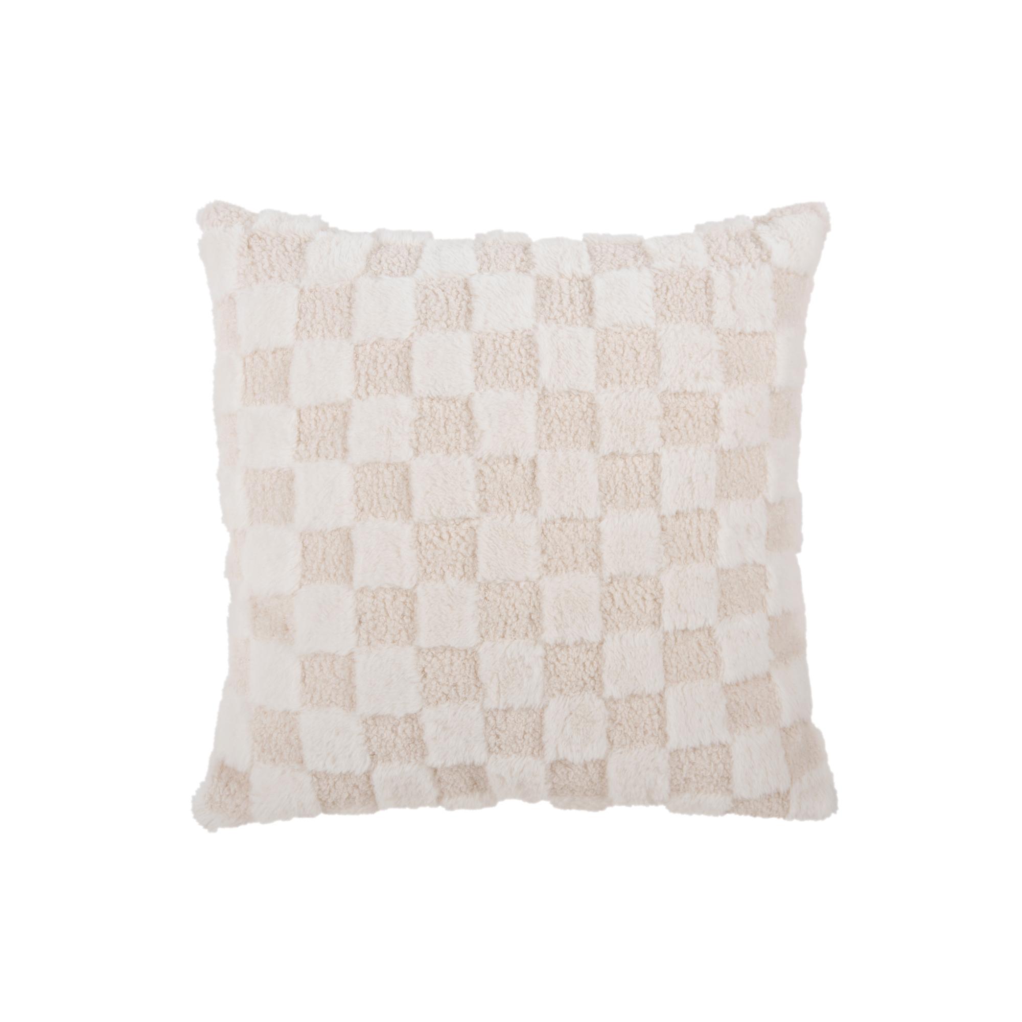 Present Time sierkussen Checker - wit - 45x45x15cm