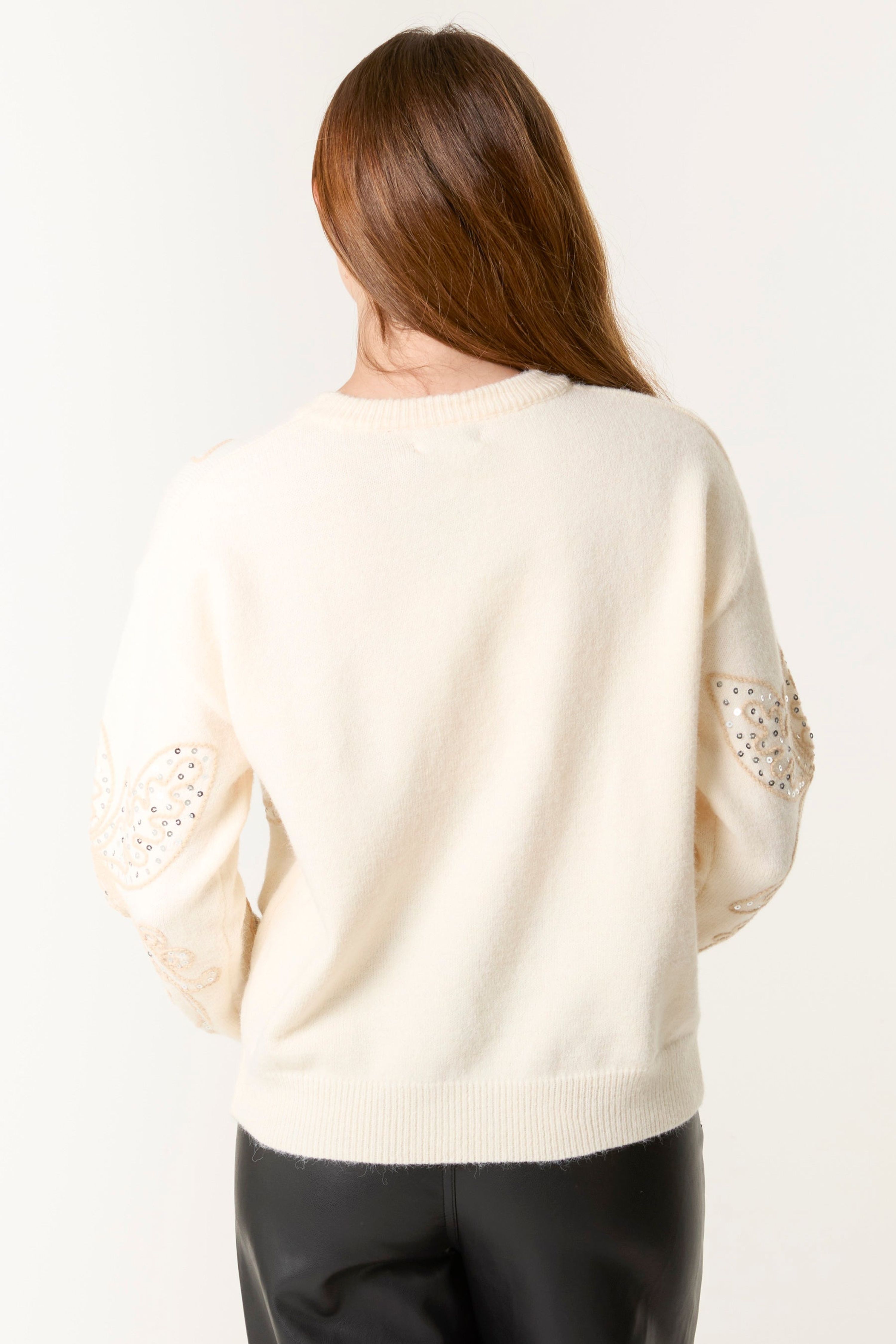 Blue Vanilla Stone Butterfly Embroidered Jumper