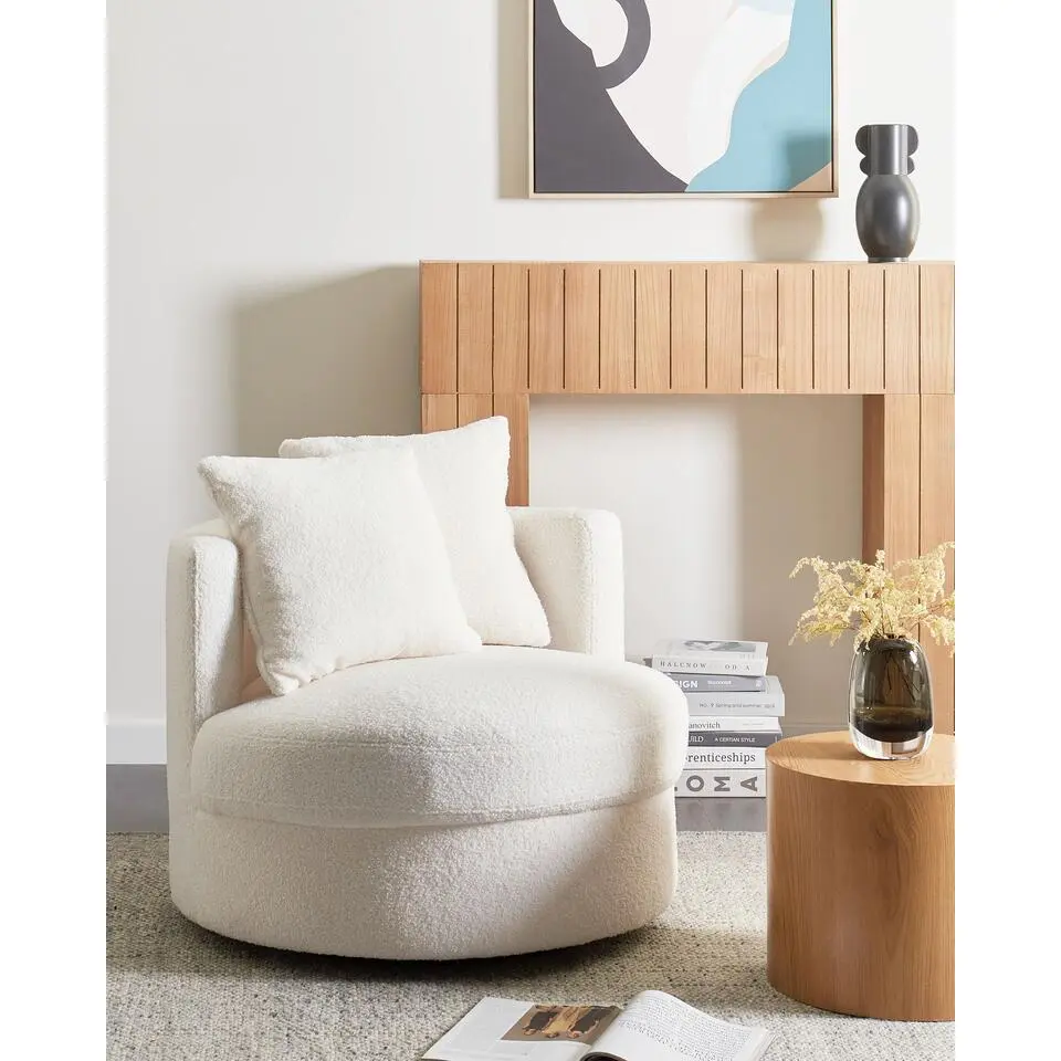 DALBY - Fauteuil - Wit - Boucl&eacute;