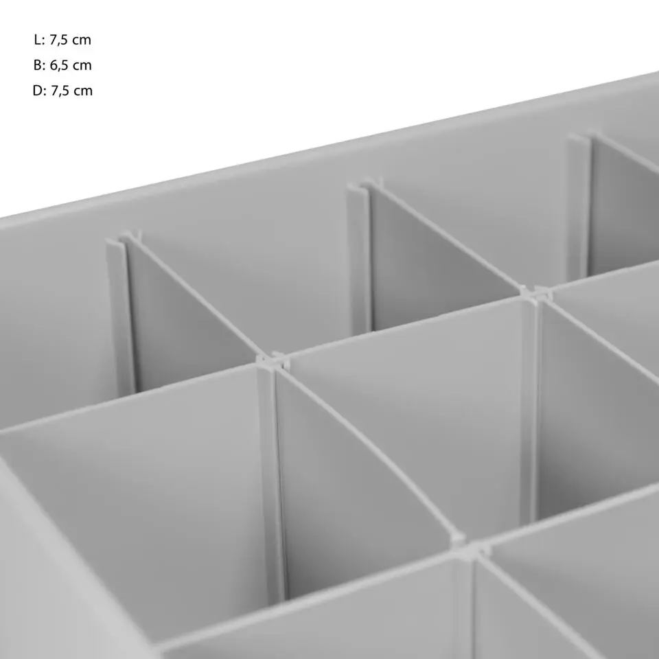 QUVIO Kast Organizer kunststof - Grijs - Set van 6