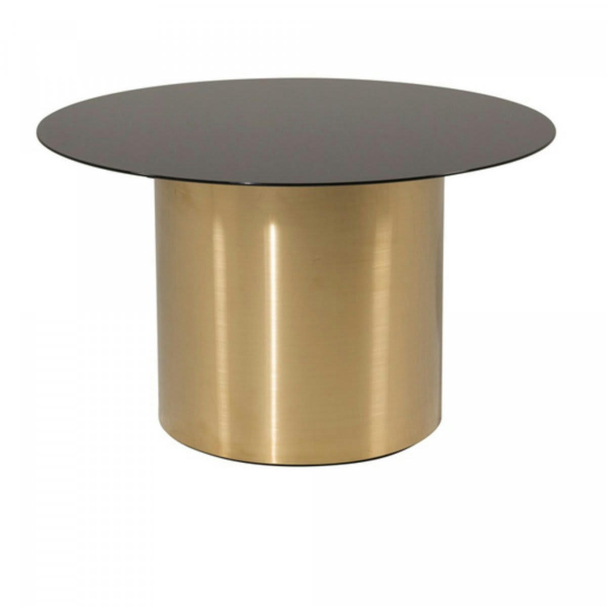 MAELLE - Table basse ronde en or avec plateau en verre