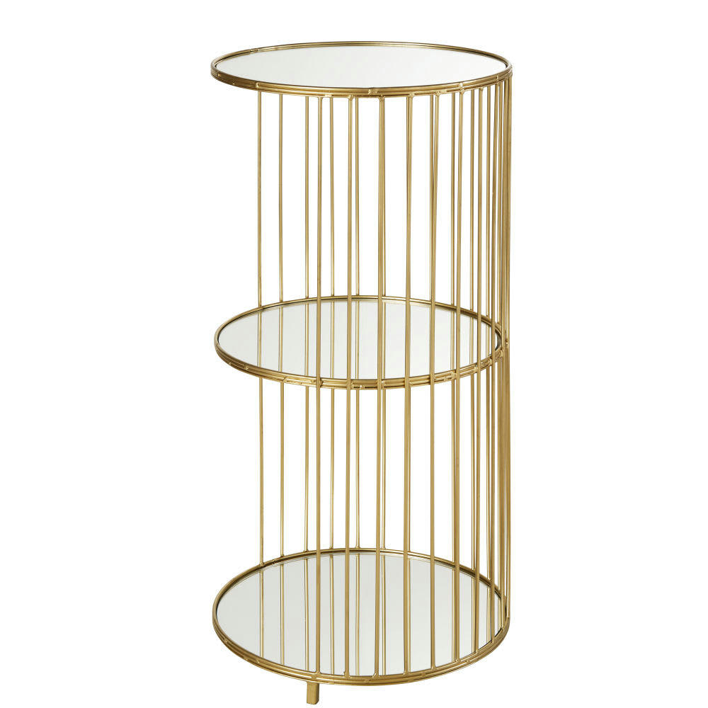 SHELLY - Etagère 3 plateaux en verre et métal doré