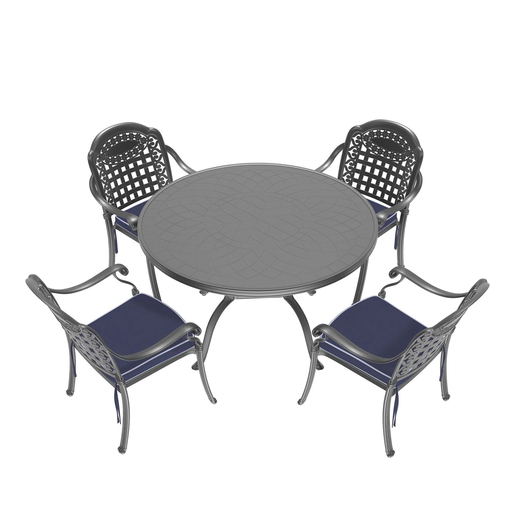 5-Piece Set Of Cast Aluminum Patio Furniture With Cushions