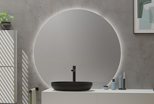 Miroir rond éclairage LED capteur tactile anti-buée pour salle de bain, cadre aluminium et verre 4mm - BOVA 2.0 - 120cm