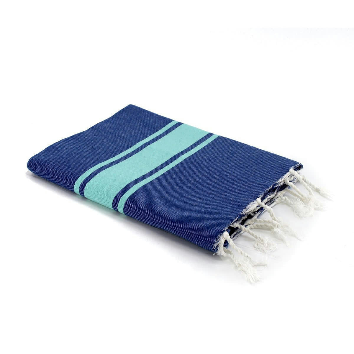 ST TROPEZ - Fouta bicolore coton  100x200 bleu grec / vert turquoise