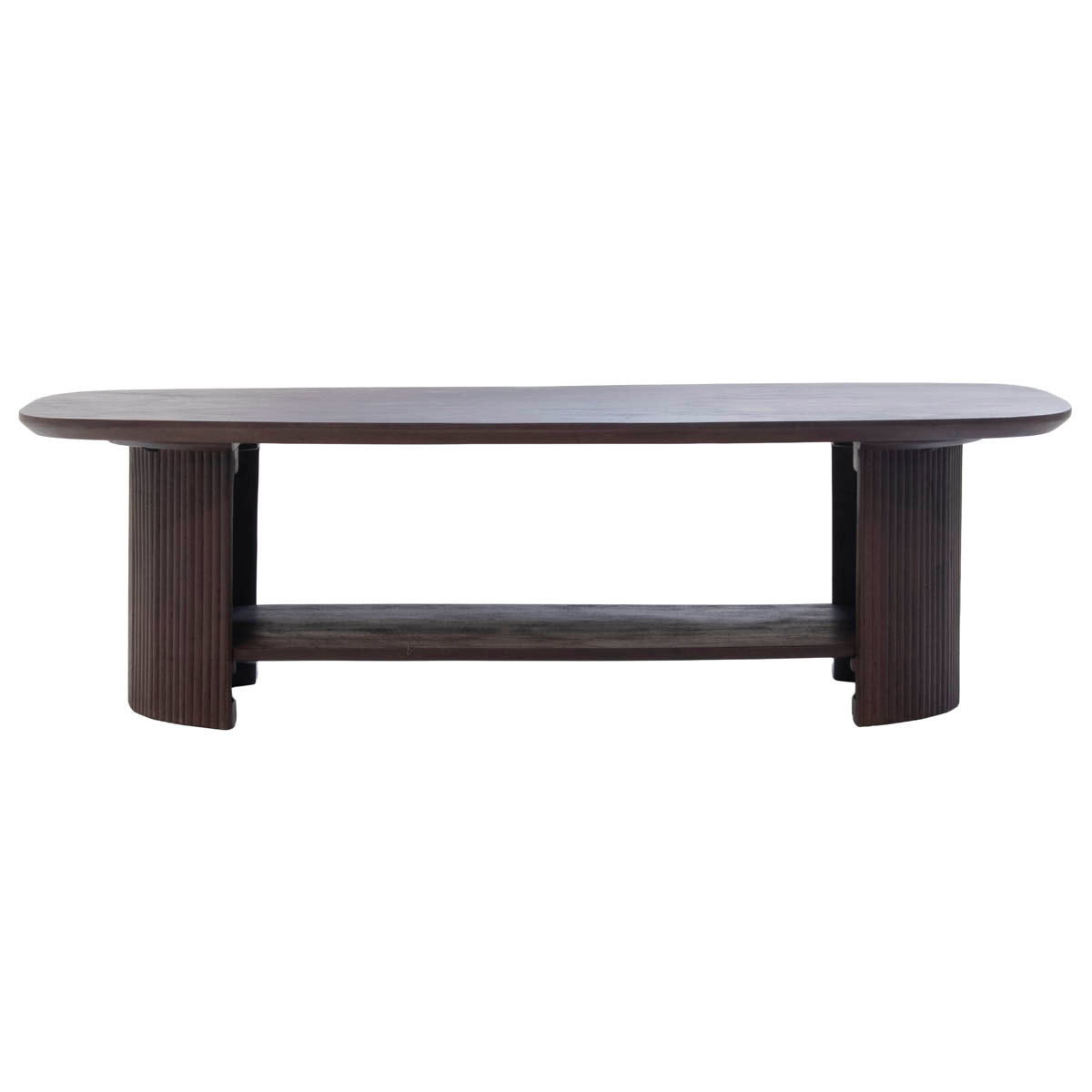 Giga Meubel Salontafel Lorna - Deens Ovaal Donkerbruin Hout - 130x70x38cm