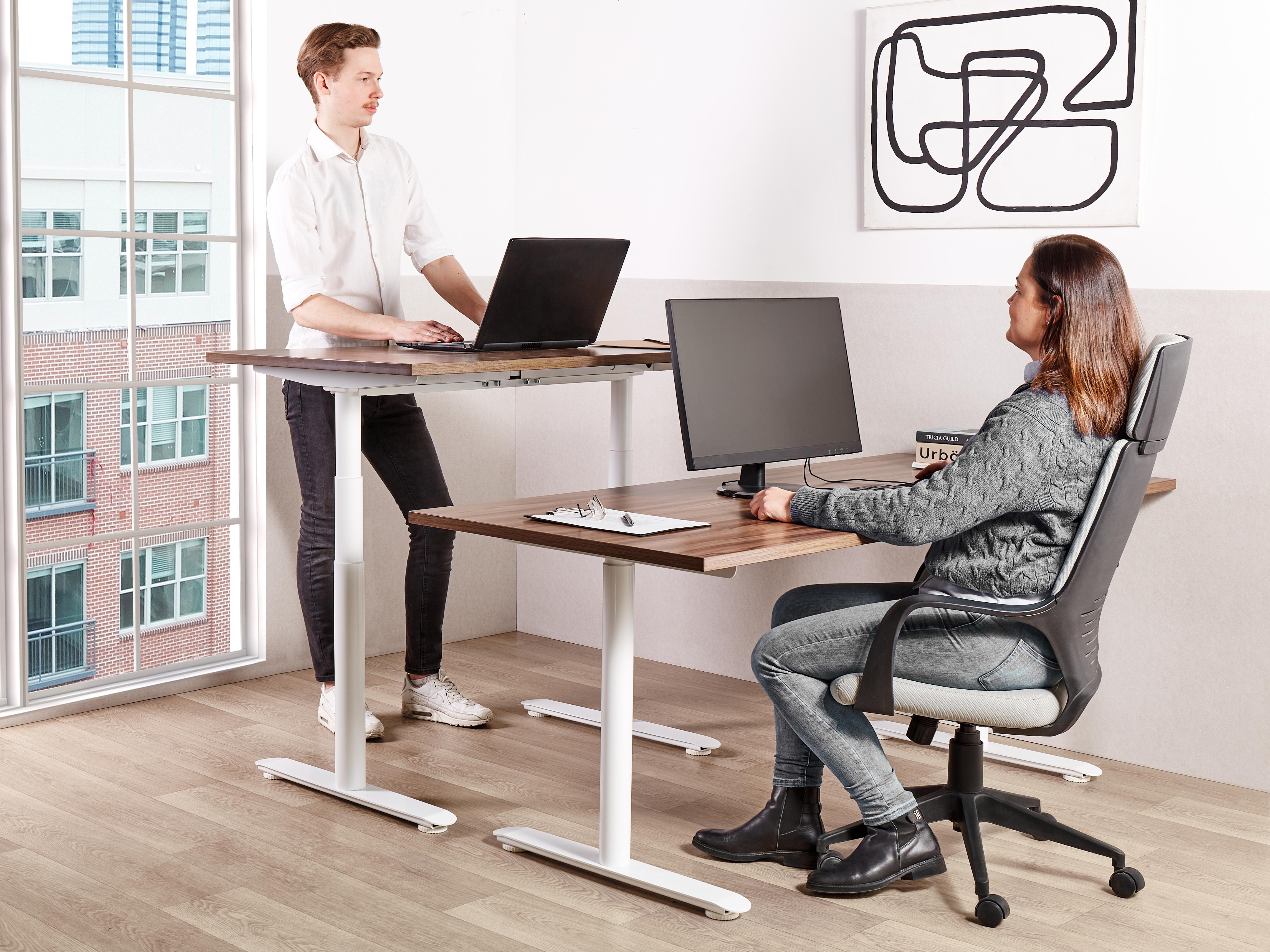 Manual Adjustable Standing Desk DESTINAS Brown/ White 160 cm 72 cm