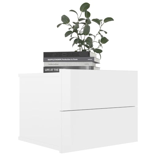 NNEVL Bedside Cabinets 2 pcs High Gloss White 40x30x30 cm Chipboard