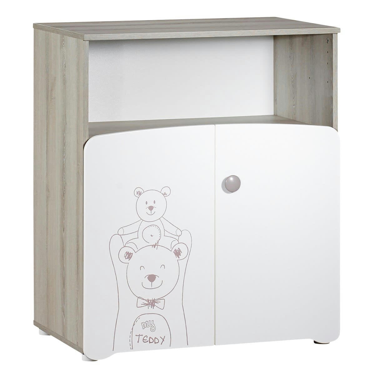 TEDDY - Commode à langer 2 portes 97x76x66cm en bois blanc