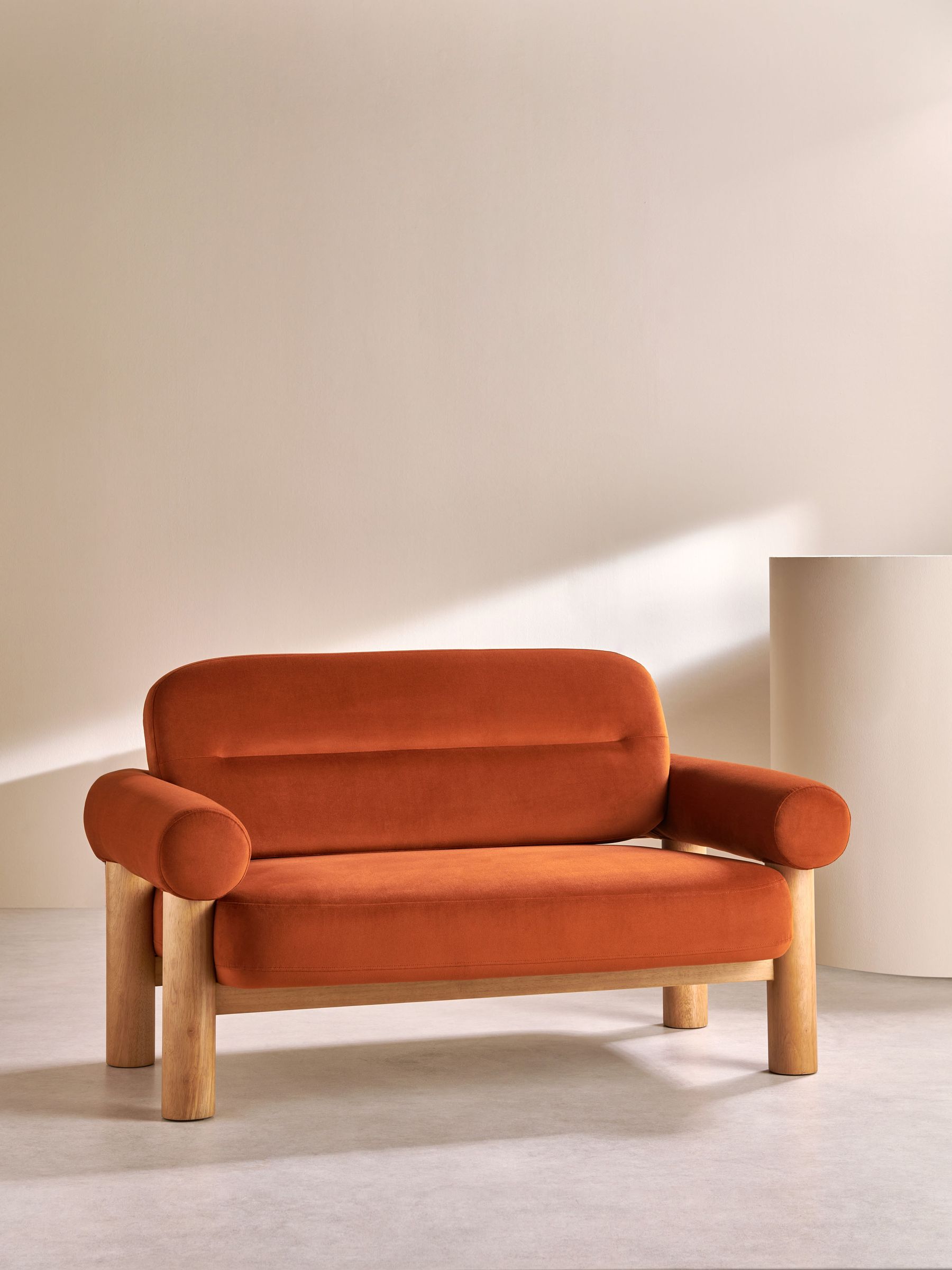 Maxton 2 Seater Sofa in Velvet Cinnamon Orange