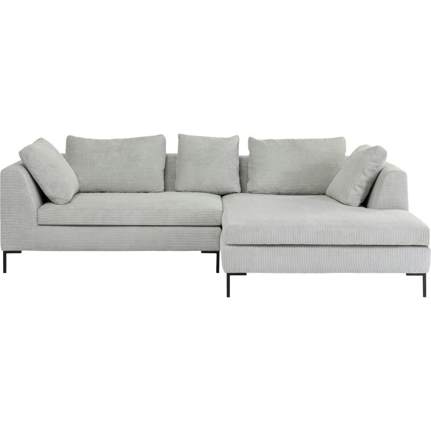 GIANNA CORD - Canapé d'angle droit 4 places en tissu côtelé gris