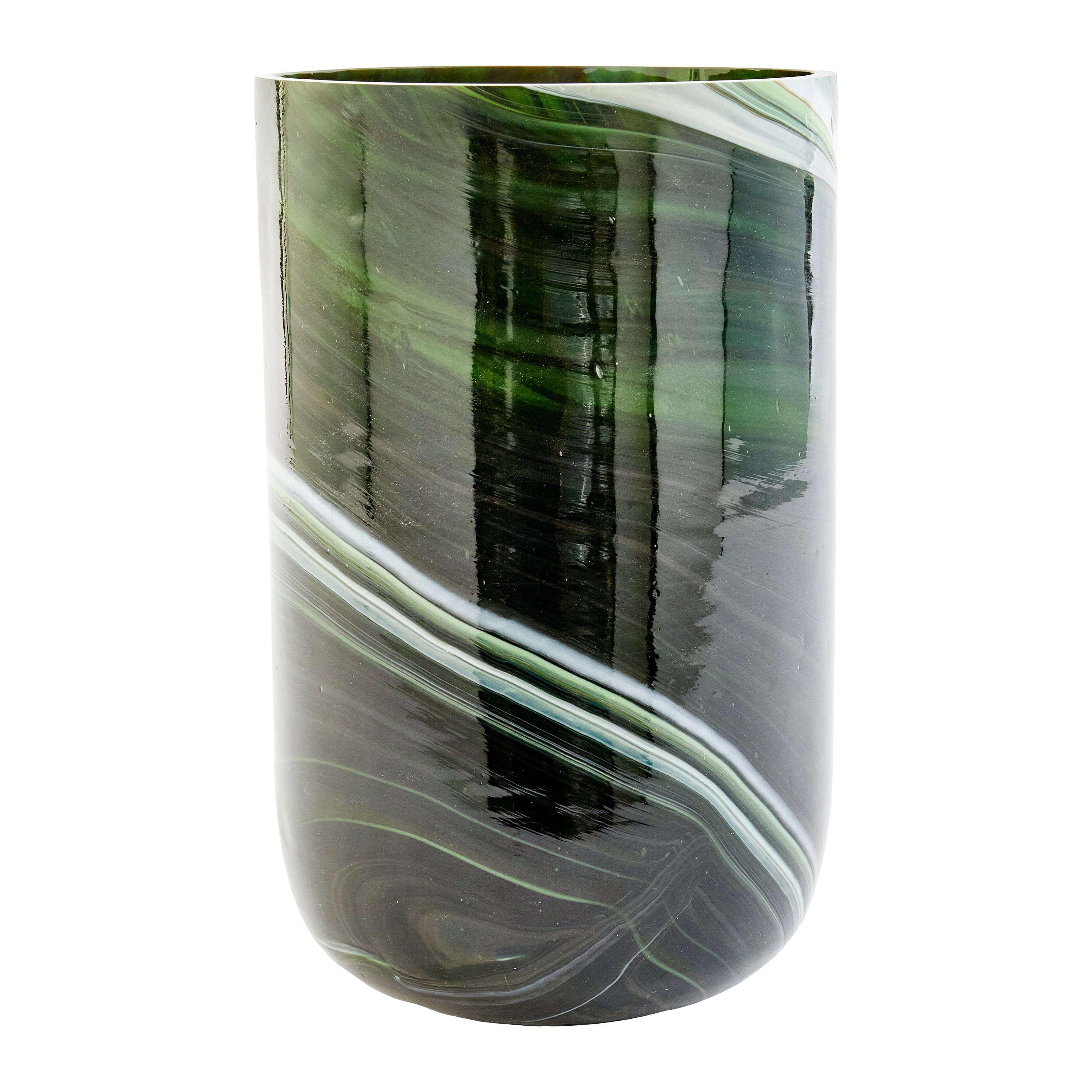 POLSPOTTEN Marbled Vaas Ø 18,5 cm - Dark Green