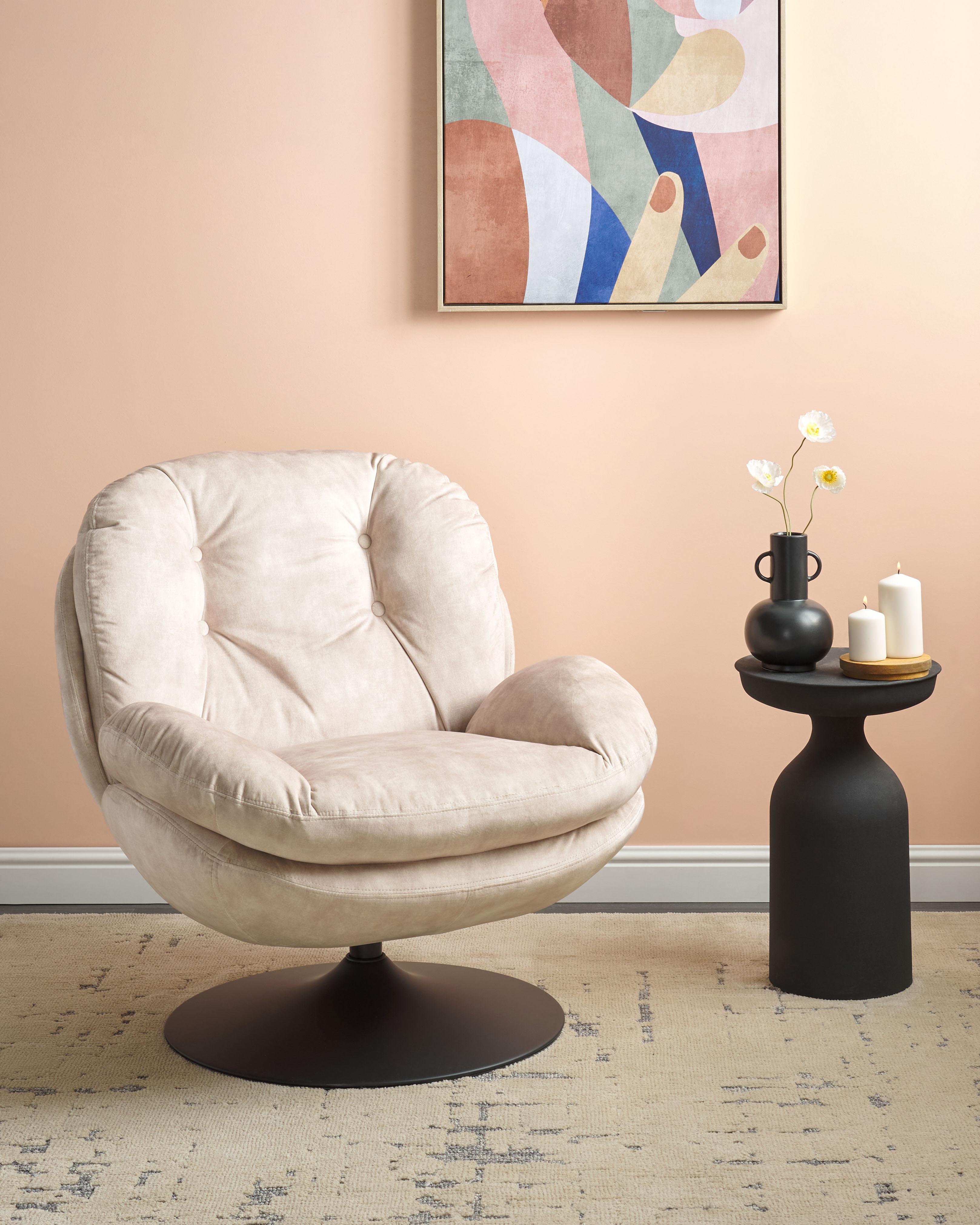 Swivel Armchair NOLVIK Velvet Light Beige