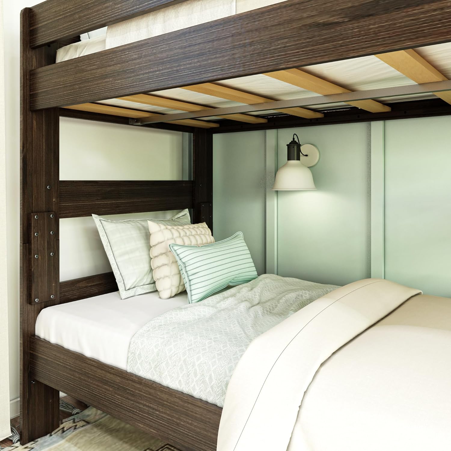 Max & Lily Bunk Bed, Twin-Over-Twin Bed Frame For Kids, Solid Wood Bunk Bed for Kids, No Box Spring NeededBarnwood Brown