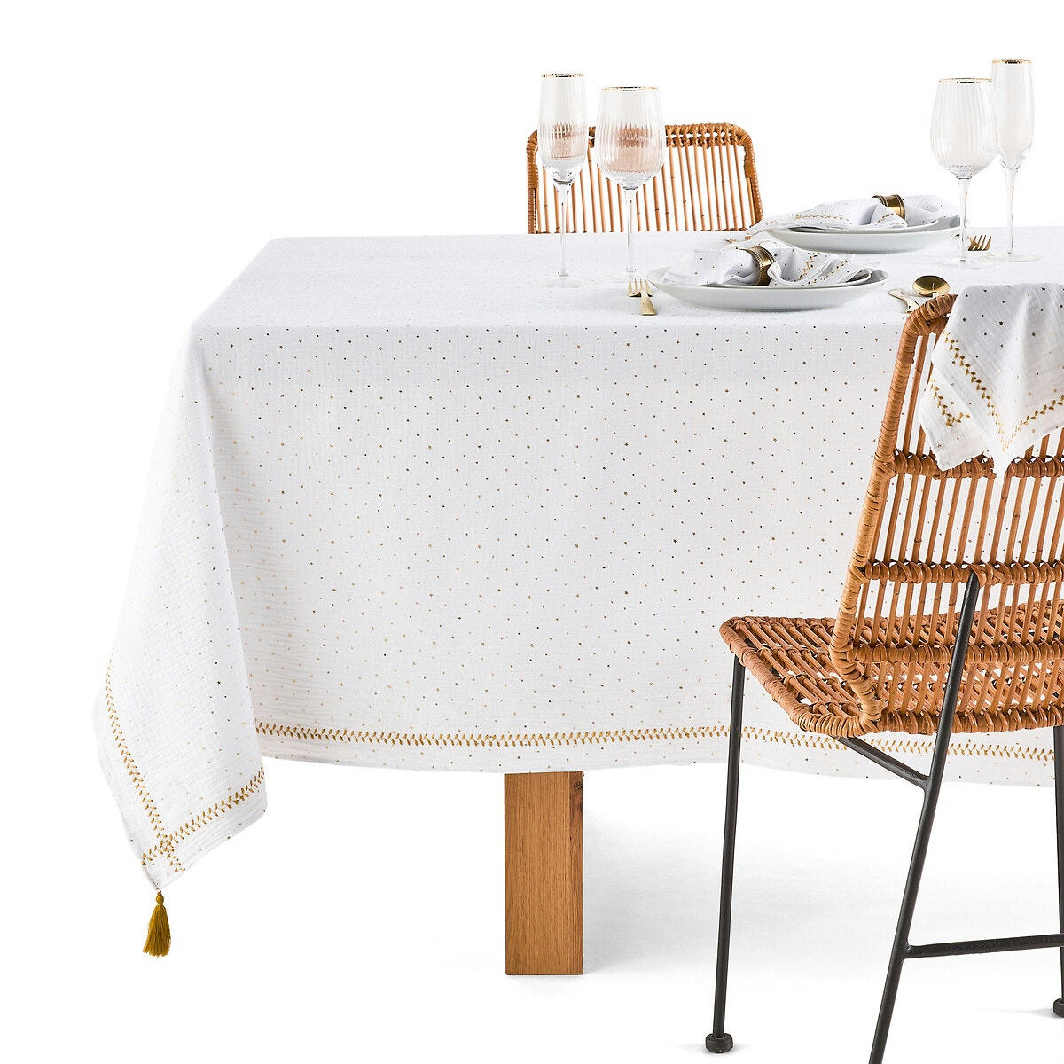 Nappe gaze de coton, Kumla étoiles brodées