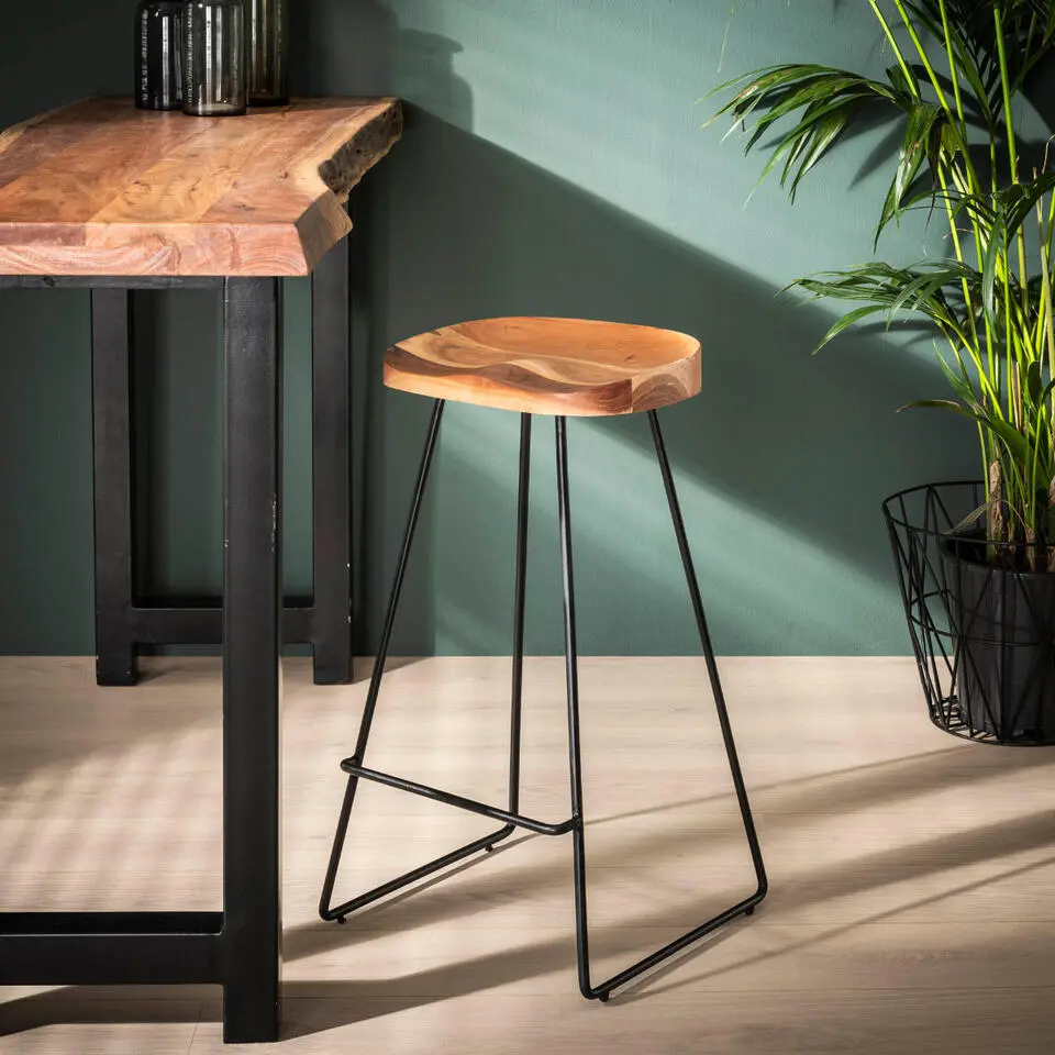 Fraaai - Larissa barstoel houten zitting - massief acacia naturel