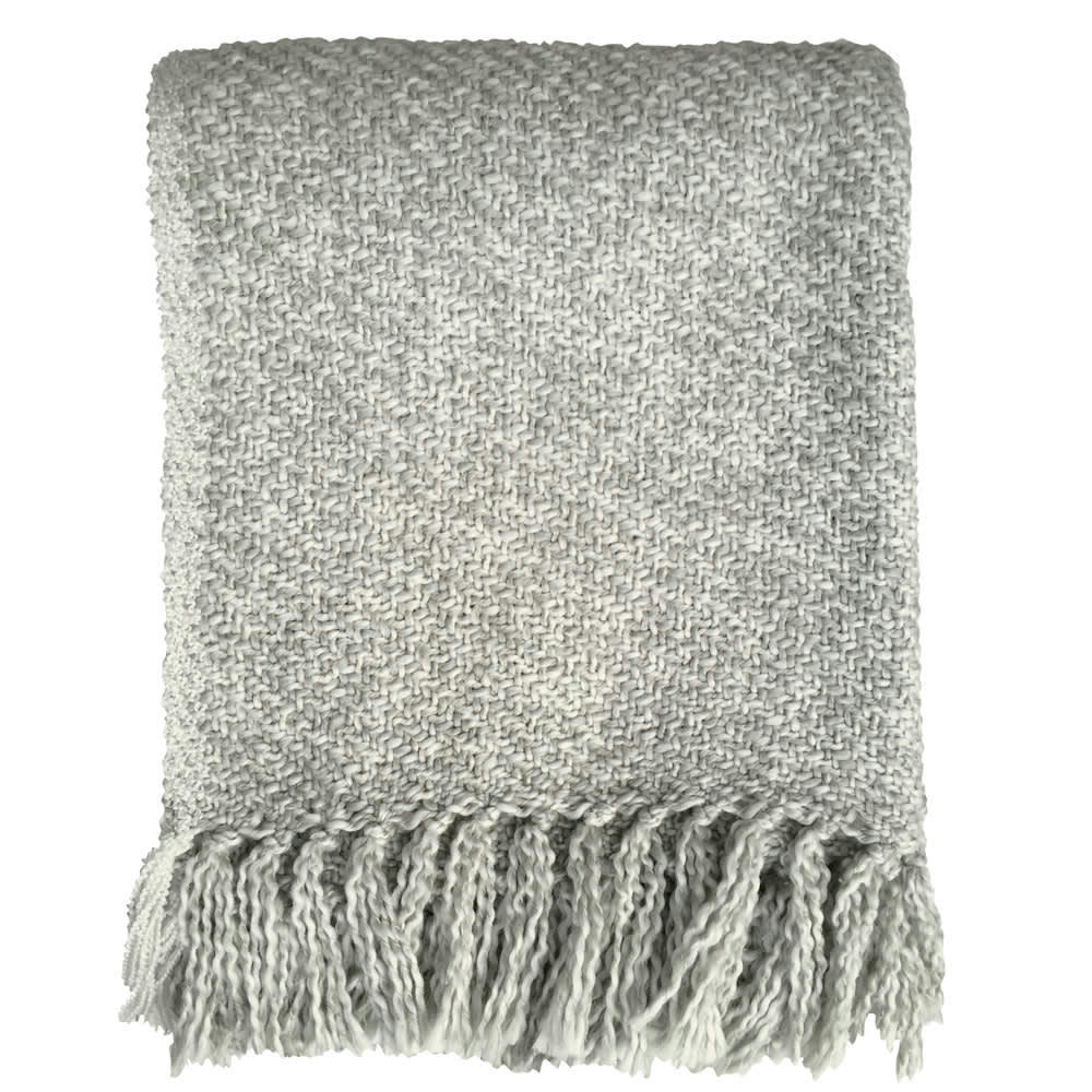 MELEE - Plaid tissé gris clair 125x150