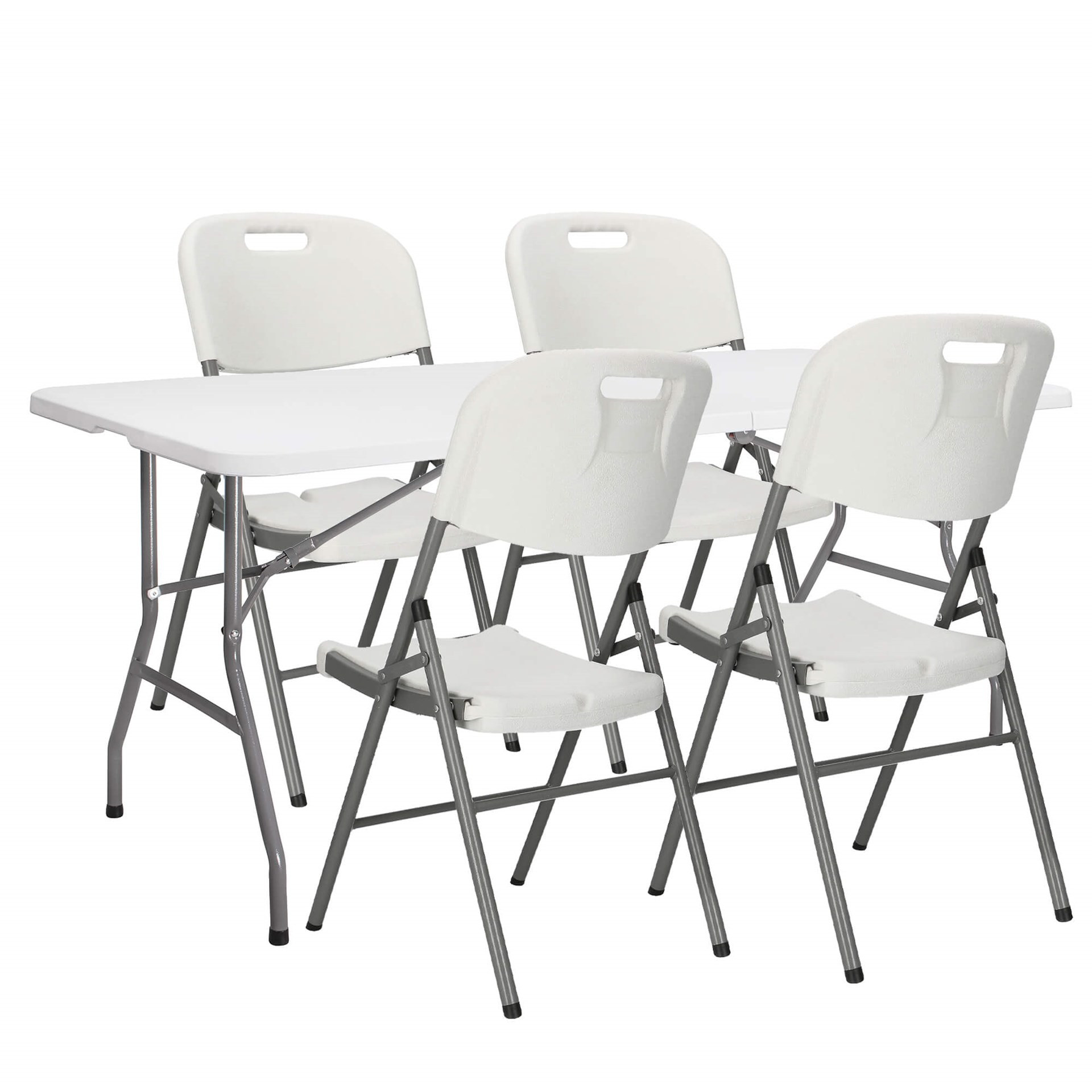Meble turystyczne składane, stół 180x74 cm z 4 krzesłami zestaw cateringowy