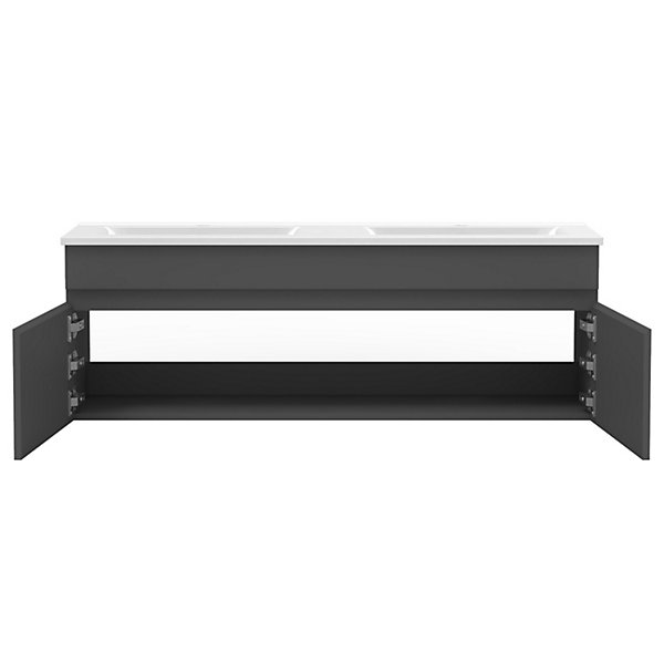 Meubles double vasque 120cm colonnex2   vasque   miroir 3 couleurs lumineux Anthracite