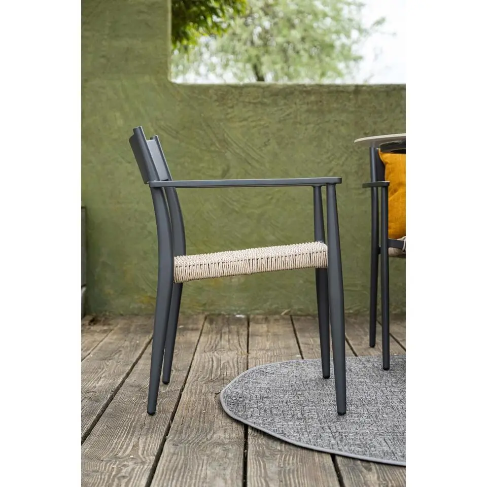 Garden Impressions Lily tuinstoel donker grijs - 2 stuks