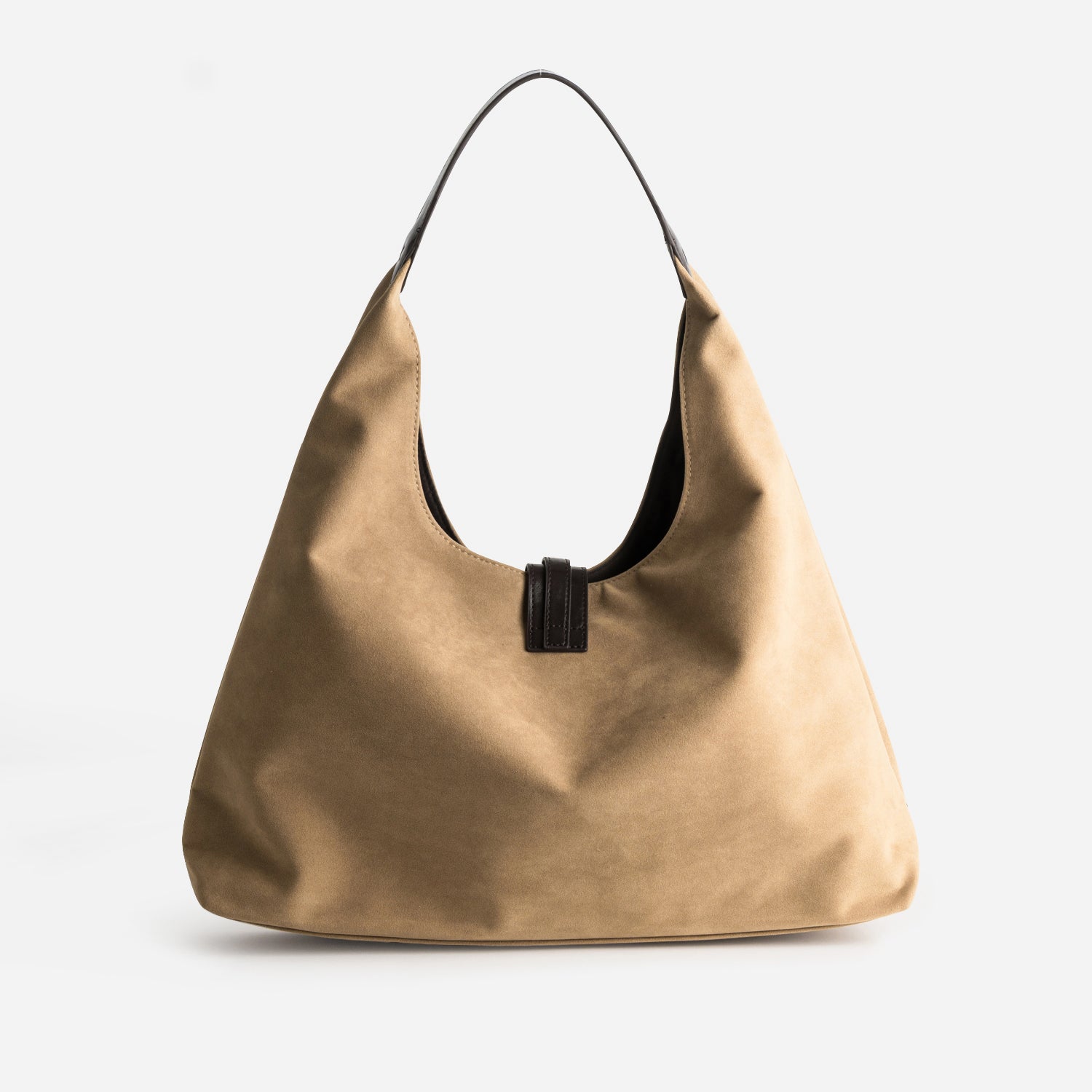 Sac à main beige suédé forme Hobo